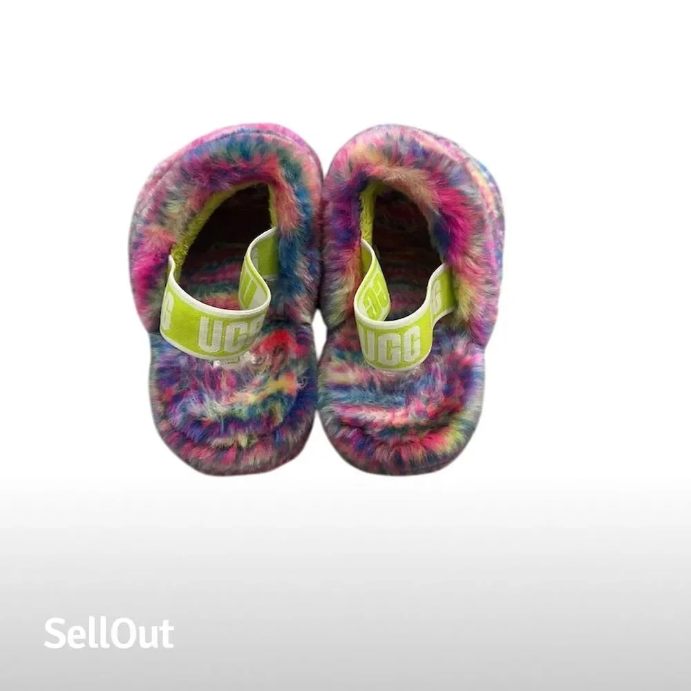 UGG‎ Girls Fluff Yeah Slippers Multicolor Size 13 Plush Cozy Slides